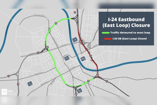 Nashville Alert: TDOT Announces Two Weekend Closures of Downtown East Loop on I-24 for Roadworks