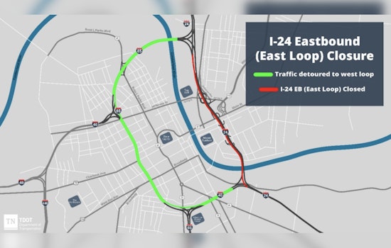 Nashville Alert: TDOT Announces Two Weekend Closures of Downtown East Loop on I-24 for Roadworks
