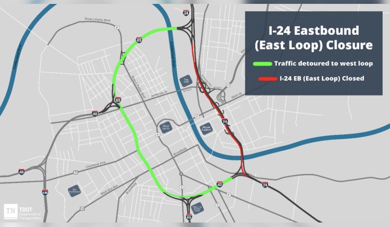 Nashville Alert: TDOT Announces Two Weekend Closures of Downtown East Loop on I-24 for Roadworks