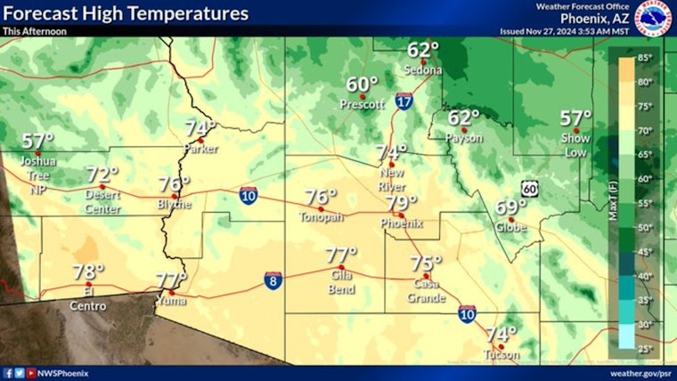 Phoenix to Enjoy Mild Mid-70s Weather Perfect for Thanksgiving Festivities