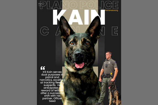 Plano Police Department Welcomes Kain, A Dual-Certified German Shepherd, to the Force