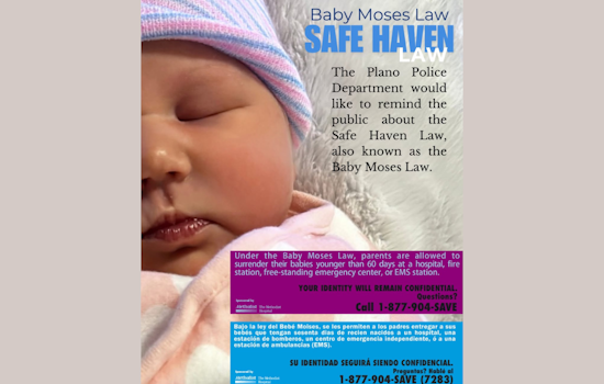 Plano Police Highlight Safe Haven Law for Child Welfare, Offer Guidance for Legal Infant Relinquishment
