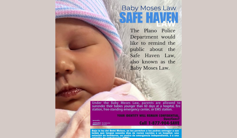 Plano Police Highlight Safe Haven Law for Child Welfare, Offer Guidance for Legal Infant Relinquishment