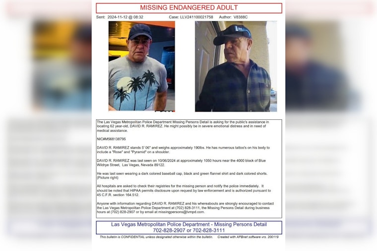 Public's Assistance Sought in Search for Missing 62-Year-Old Man in Las Vegas