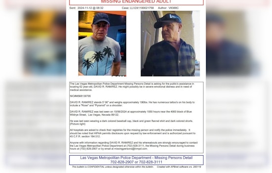 Public's Assistance Sought in Search for Missing 62-Year-Old Man in Las Vegas