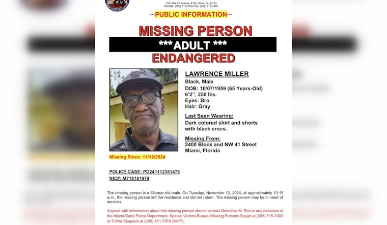 Public's Help Sought in Search for Missing 65-Year-Old Lawrence Miller in Northwest Miami-Dade