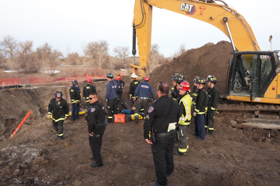 Rescue Underway for Two Trapped in Trench at Centennial Construction Site on Cherry Creek Trail