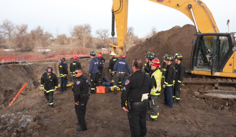 Rescue Underway for Two Trapped in Trench at Centennial Construction Site on Cherry Creek Trail