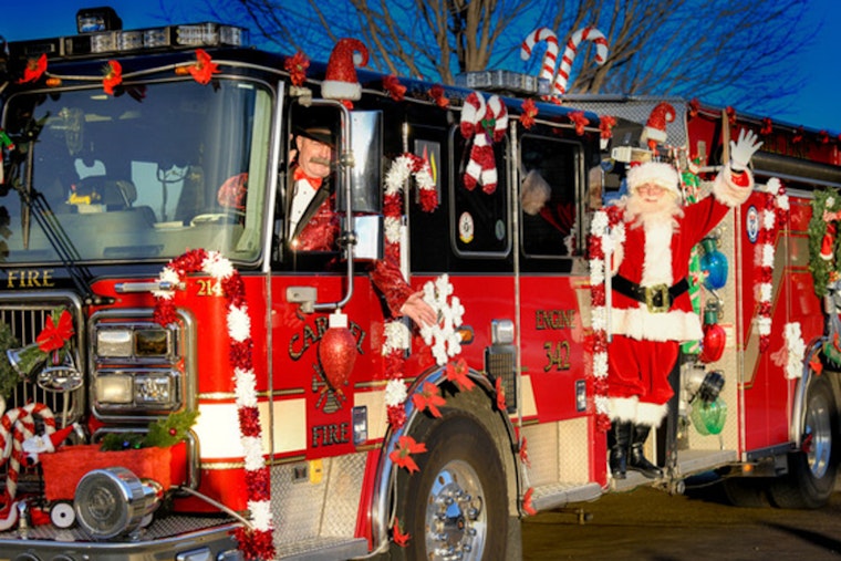 Santa Claus Teams Up with Carmel City Departments for Festive Neighborhood Tours