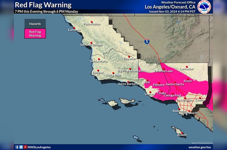 Southern California on High Alert for Wildfires Amid Santa Ana Winds; Los Angeles and Ventura Counties Face Red Flag Conditions