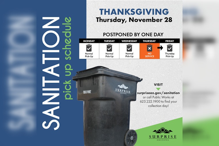 Surprise Announces Thanksgiving Holiday Office Closures and Service Adjustments