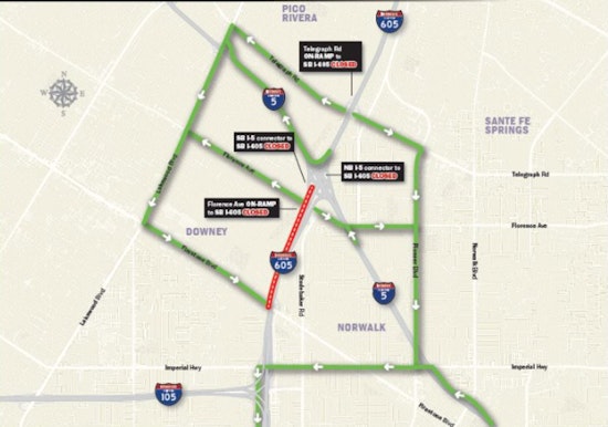 Weekend Travel Alert, 605 Freeway Closures in Downey and Norwalk Amid Improvement Project