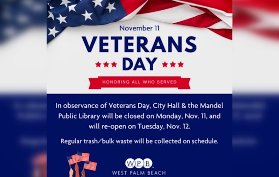 West Palm Beach Honors Veterans with City Hall and Mandel Public Library Closures on Veterans Day
