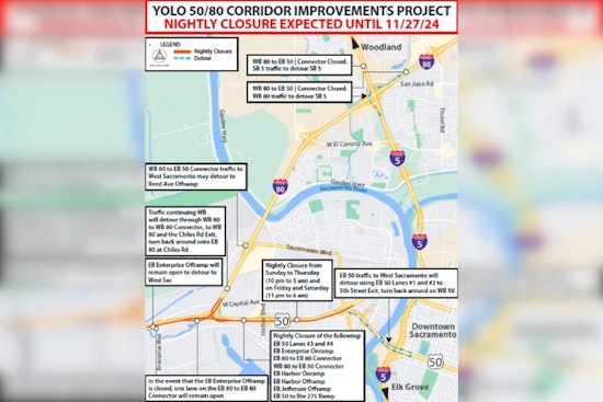 West Sacramento Announces Nightly I-80 and Hwy 50 Closures for Corridor Improvements