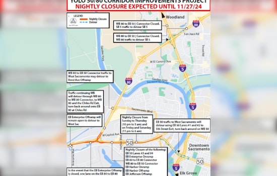 West Sacramento Announces Nightly I-80 and Hwy 50 Closures for Corridor Improvements