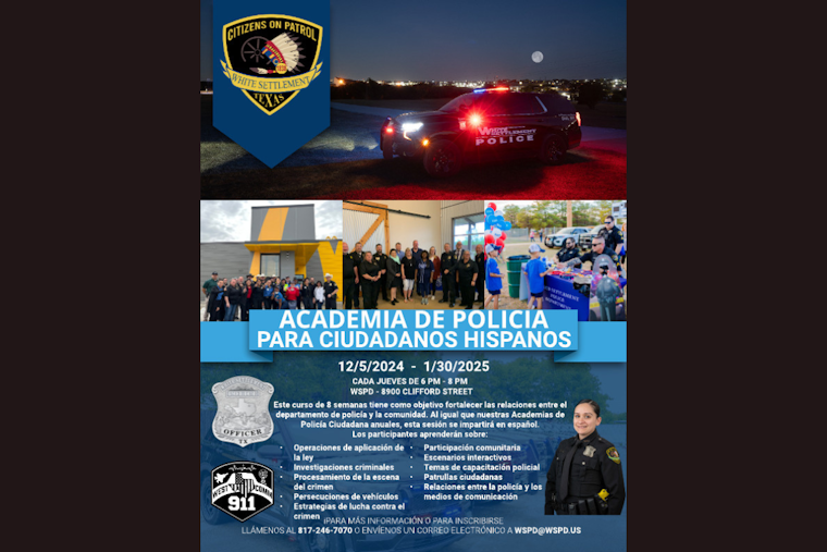 White Settlement Police Department Announces Bilingual Citizen's Police Academy to Strengthen Community Relations