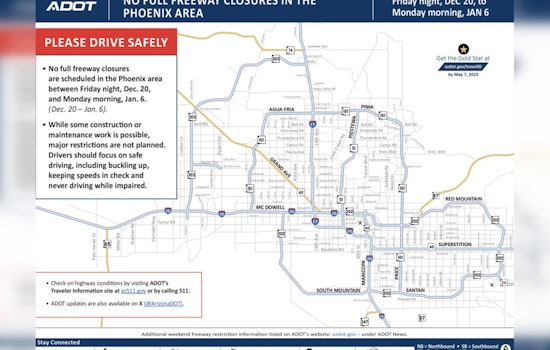 ADOT Halts Phoenix Area Freeway Closures for Holiday Travel from Dec 20 to Jan 6