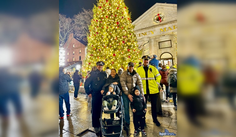 Boston Police Bring Festive Cheer at Quincy Market Tree Lighting Ceremony