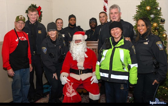 Boston Police Officers Embrace Festive Cheer at Annual St. Monica's Church Holiday Breakfast