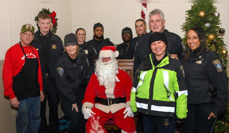 Boston Police Officers Embrace Festive Cheer at Annual St. Monica's Church Holiday Breakfast