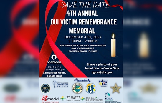 Boynton Beach to Hold 4th Annual DUI Victim Remembrance Memorial Amidst Sobering Local Statistics
