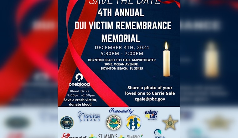 Boynton Beach to Hold 4th Annual DUI Victim Remembrance Memorial Amidst Sobering Local Statistics