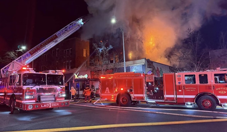 Brockton Firefighters Wrestle with Three-Alarm Blaze in 100-Year-Old Building on Legion Parkway