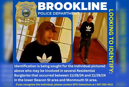 Brookline Police Seek Public's Aid in Identifying Person of Interest in Beacon Street Burglaries