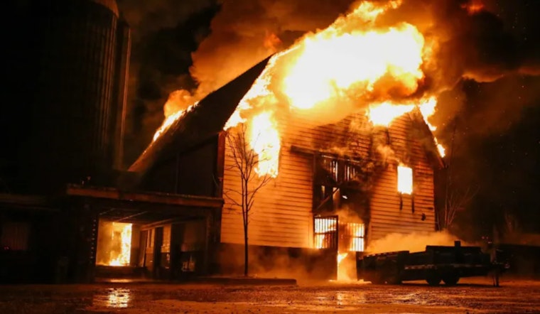 Christmas Eve Tragedy in Marengo, Three Horses and Pony Perish in Massive Barn Fire