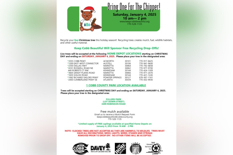 Cobb County Invites Residents to Recycle Christmas Trees for a Greener
