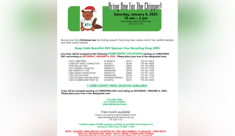 Cobb County Invites Residents to Recycle Christmas Trees for a Greener