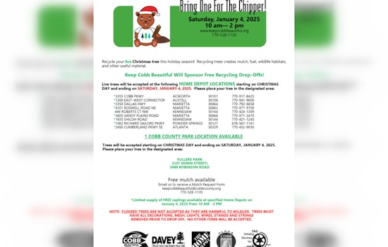 Cobb County Offers Free Christmas Tree Recycling and Sapling Giveaway at Select Locations