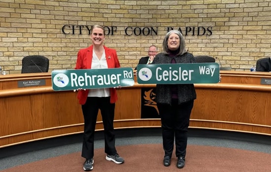 Coon Rapids Honors Long-serving Council Members Rehrauer and Geisler with Custom Street Signs