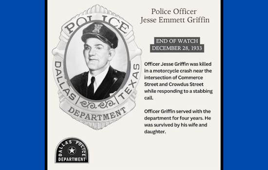 Dallas Officer Jesse Emmett Griffin Dies in Line of Duty Responding to Emergency Call