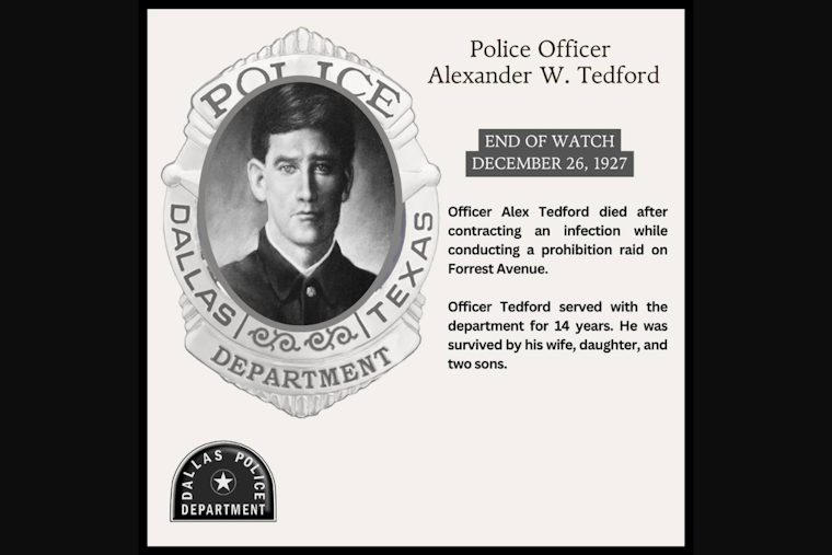 Dallas Police Department Mourns the Loss of Veteran Officer Alexander W. Tedford