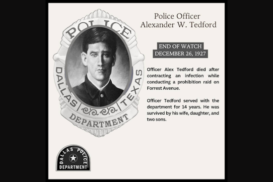 Dallas Police Department Mourns the Loss of Veteran Officer Alexander W. Tedford