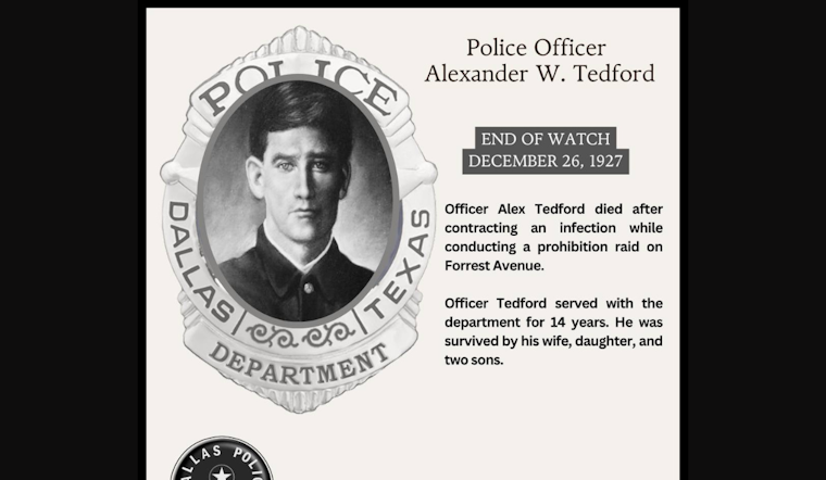 Dallas Police Department Mourns the Loss of Veteran Officer Alexander W. Tedford