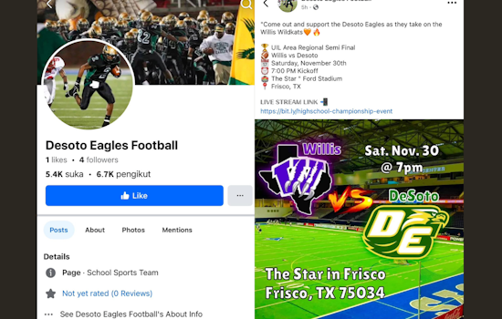 DeSoto Police Issues Alert on Fake Eagles Football Team Page, Urges Community Vigilance Against Scams