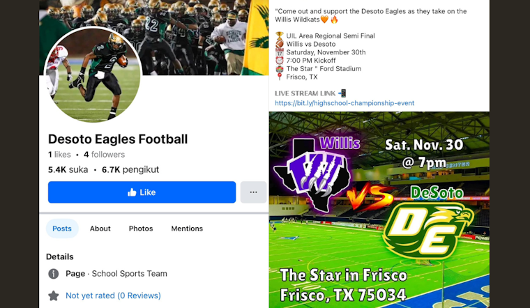 DeSoto Police Issues Alert on Fake Eagles Football Team Page, Urges Community Vigilance Against Scams