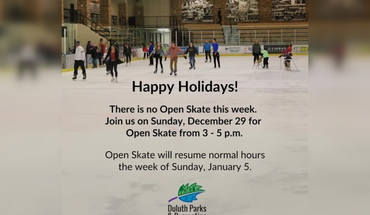 Duluth's Open Skate on Holiday Break, City Invites Residents to December 29 Session