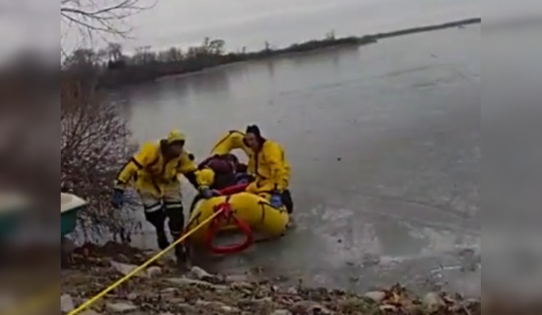Franklin Man Rescued by Brave Dive Team Member After Falling Through Thin Ice on Wind Lake