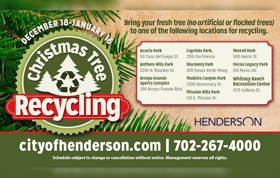 Henderson Invites Residents to Recycle Christmas Trees for Local Park Enrichment