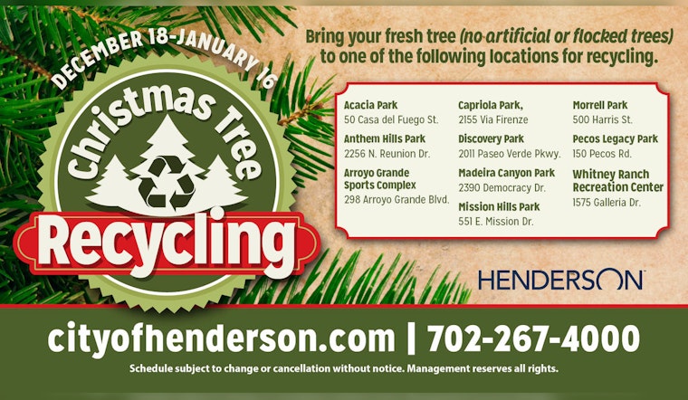 Henderson Invites Residents to Recycle Christmas Trees for Local Park Enrichment