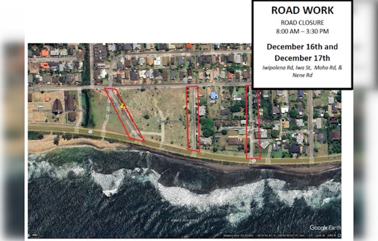 Kekaha Traffic Alert, Road Closures Scheduled for Dec. 16-17 for Resurfacing Projects