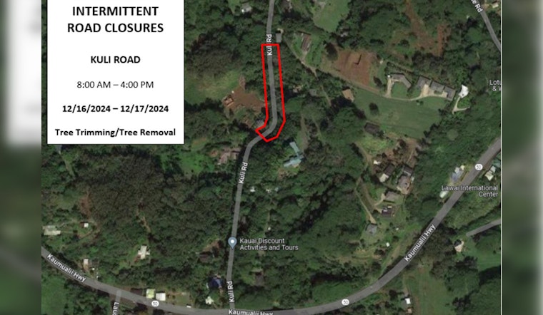 Lāwa‘i Roadwork Extended with Delays on Kuli Road Expected Through December 20