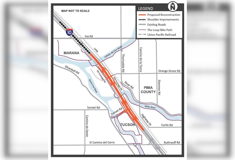 Major Overhaul of Tucson's I-10 Corridor Scheduled for 2025, Featuring Expanded Lanes and Updated Interchanges