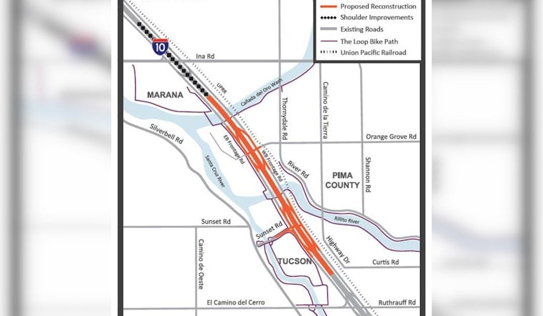 Major Overhaul of Tucson's I-10 Corridor Scheduled for 2025, Featuring Expanded Lanes and Updated Interchanges