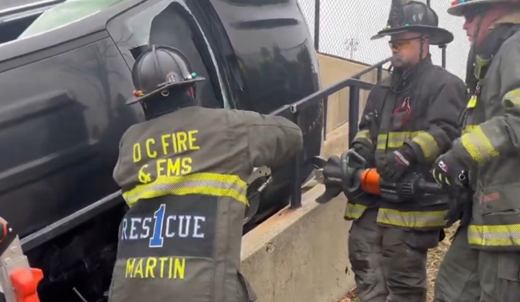 Man Rescued by Firefighters After Vehicle Flips on Northeast D.C. Rec Center Steps