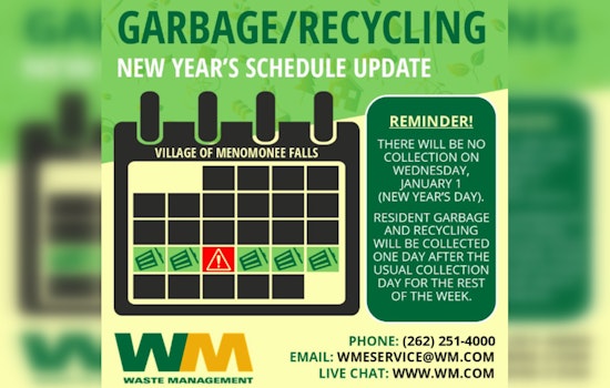 Menomonee Falls Announces Post-Holiday Garbage Collection Delay, Services to Resume with One-Day Postponement