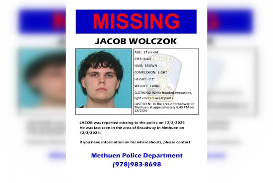 Methuen Police Seek Public's Aid to Find Missing Teen, Jacob Wolczok